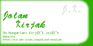 jolan kirjak business card